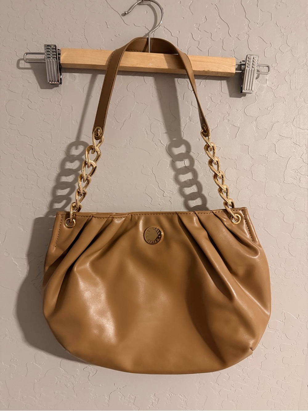 Kendall & Kylie Camel Shoulder Bag with Gold Chain Straps